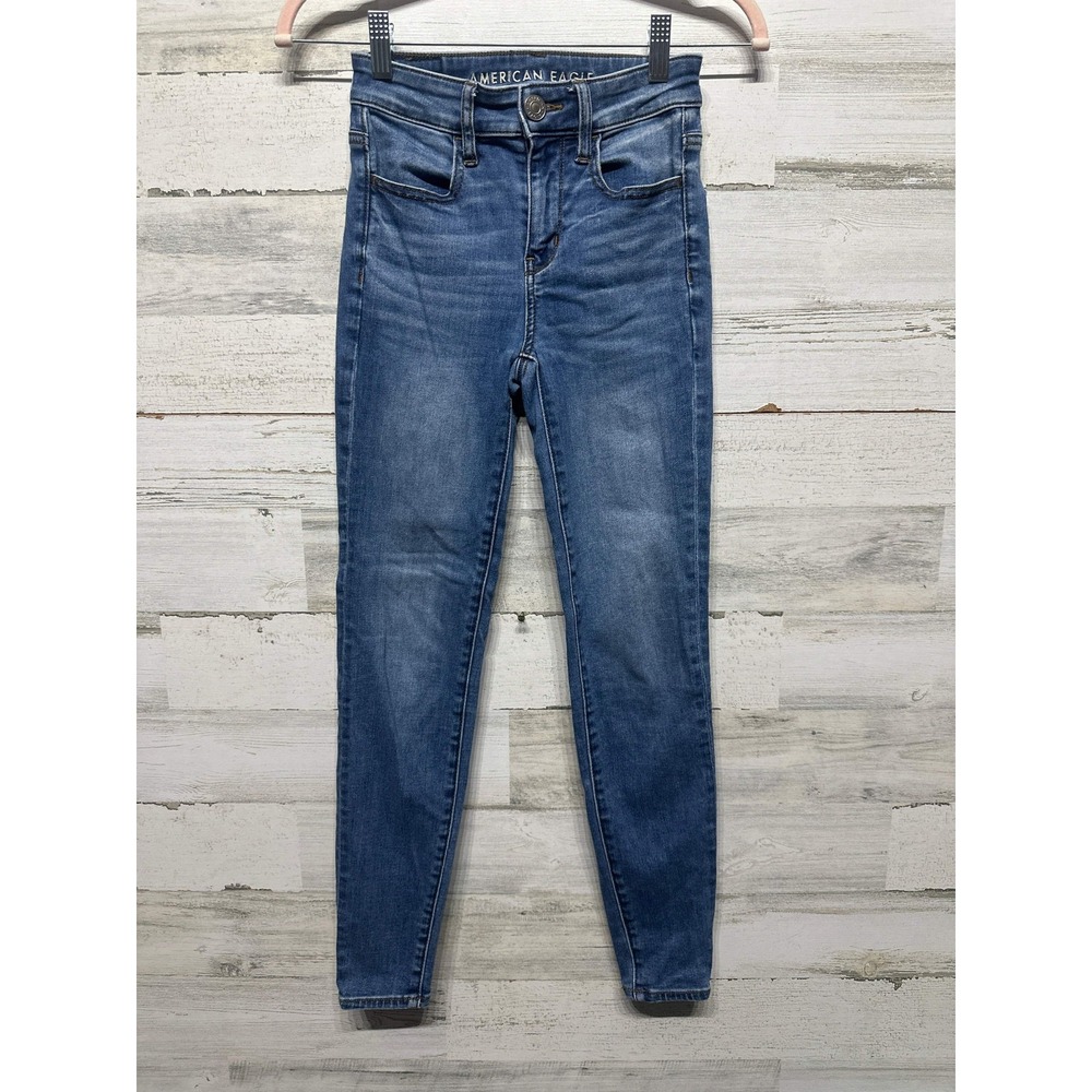 American Eagle Hi-Rise Jegging Women 00 Short Blue Next Level Stretch EUC